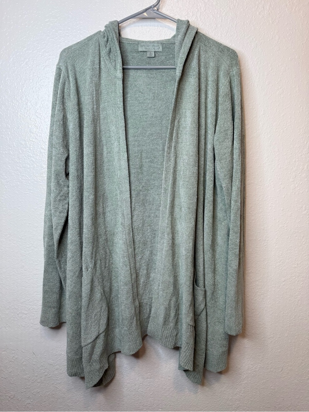 Barefoot Dreams CozyChic Lite Hooded Cardigan Sage Green Size XL Casual Library